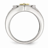 Sophia Jewelers Stainless Steel Ring with 10K Gold Cross & Diamond - 9 - 9